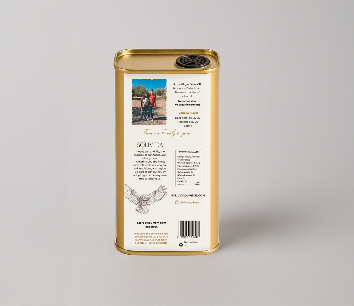 Andalusian Extra Virgin Olive Oil 1L